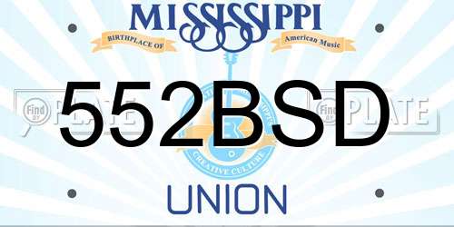 552BSD Mississippi License Plate
