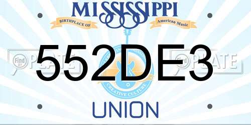 552DE3 Mississippi License Plate