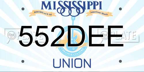 552DEE Mississippi License Plate