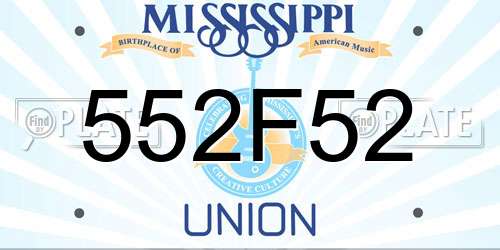 552F52 Mississippi License Plate