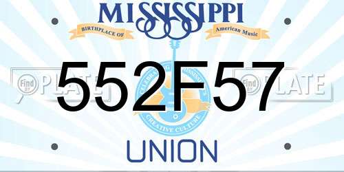 552F57 Mississippi License Plate