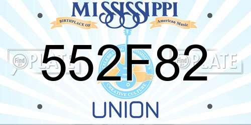 552F82 Mississippi License Plate