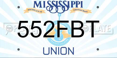 552FBT Mississippi License Plate
