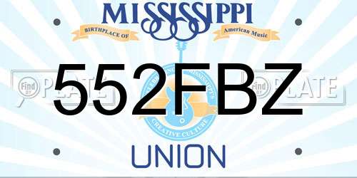 552FBZ Mississippi License Plate