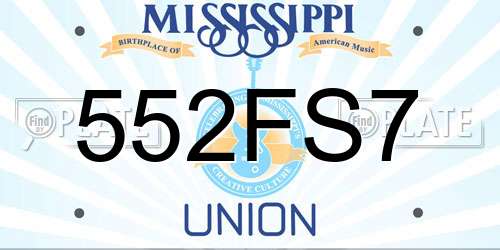 552FS7 Mississippi License Plate