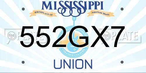 552GX7 Mississippi License Plate