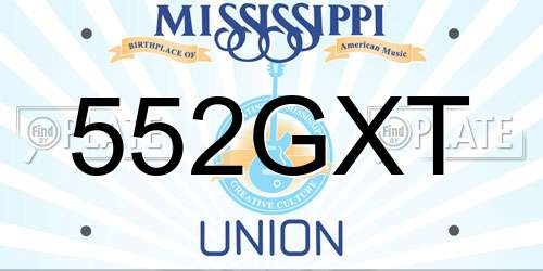 552GXT Mississippi License Plate
