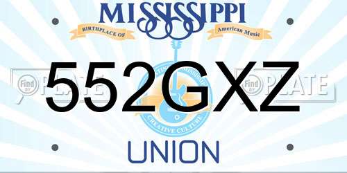 552GXZ Mississippi License Plate