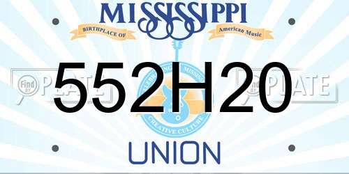 552H20 Mississippi License Plate