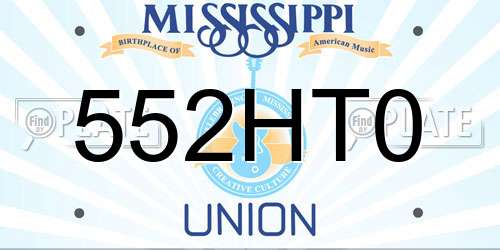 552HT0 Mississippi License Plate