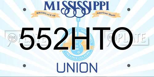 552HTO Mississippi License Plate