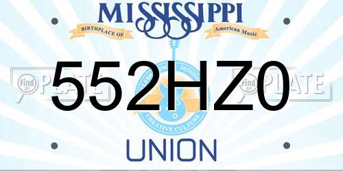 552HZ0 Mississippi License Plate
