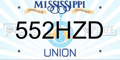 552HZD Mississippi License Plate