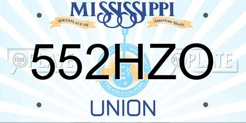 552HZO Mississippi License Plate