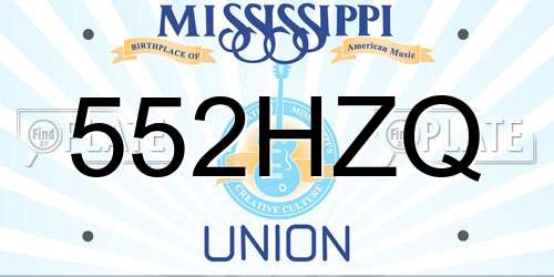 552HZQ Mississippi License Plate
