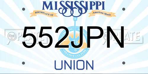552JPN Mississippi License Plate