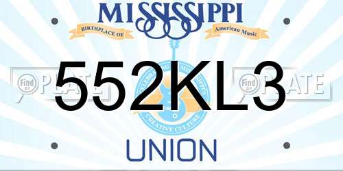 552KL3 Mississippi License Plate