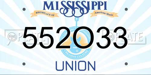 552O33 Mississippi License Plate