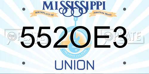552OE3 Mississippi License Plate