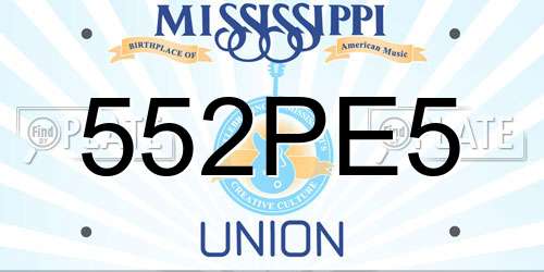 552PE5 Mississippi License Plate