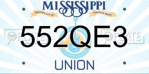 552QE3 Mississippi License Plate