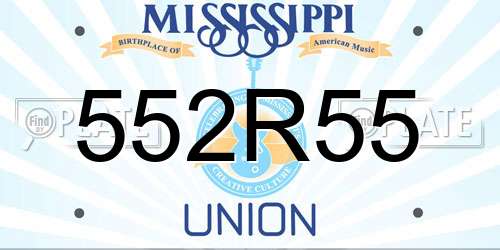 552R55 Mississippi License Plate