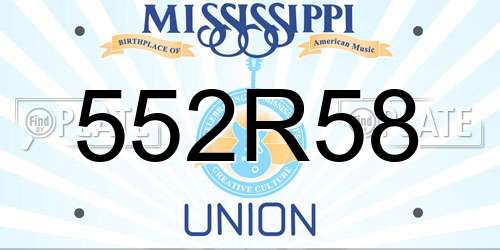 552R58 Mississippi License Plate
