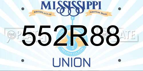 552R88 Mississippi License Plate