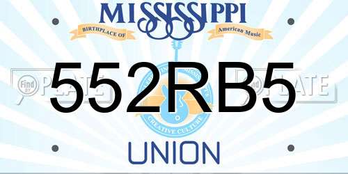 552RB5 Mississippi License Plate