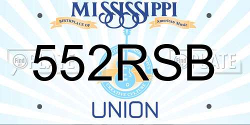 552RSB Mississippi License Plate