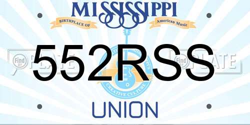 552RSS Mississippi License Plate