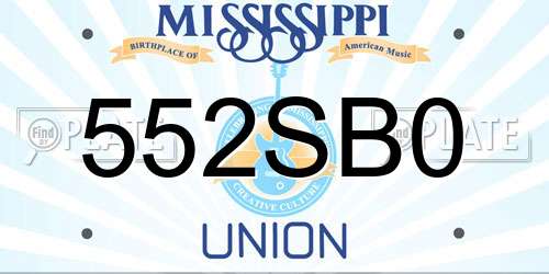 552SB0 Mississippi License Plate