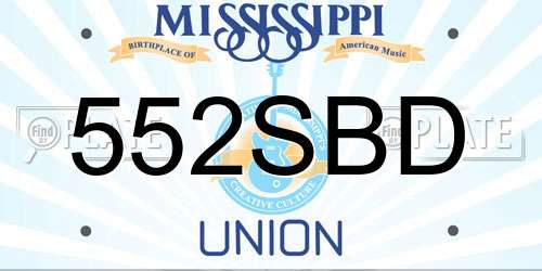 552SBD Mississippi License Plate