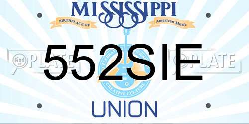 552SIE Mississippi License Plate