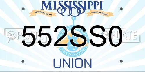 552SS0 Mississippi License Plate