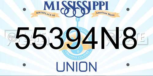 55394N8 Mississippi License Plate