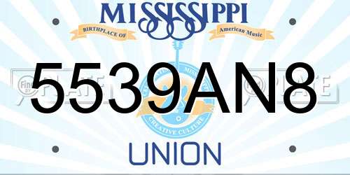 5539AN8 Mississippi License Plate