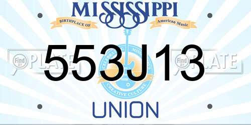 553J13 Mississippi License Plate