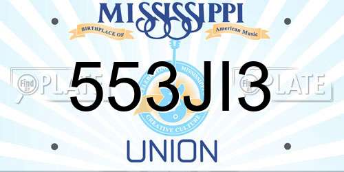 553JI3 Mississippi License Plate