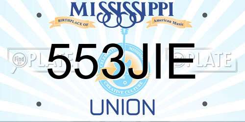 553JIE Mississippi License Plate