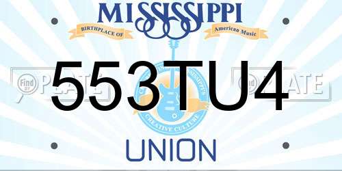 553TU4 Mississippi License Plate