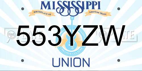 553YZW Mississippi License Plate