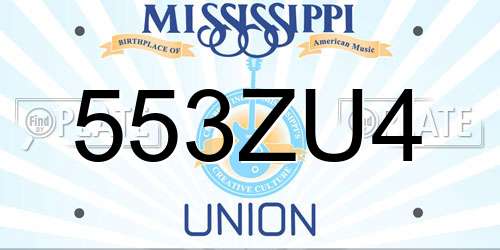 553ZU4 Mississippi License Plate
