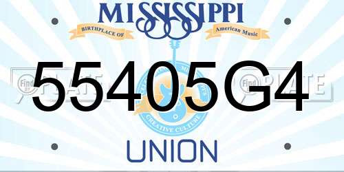 55405G4 Mississippi License Plate