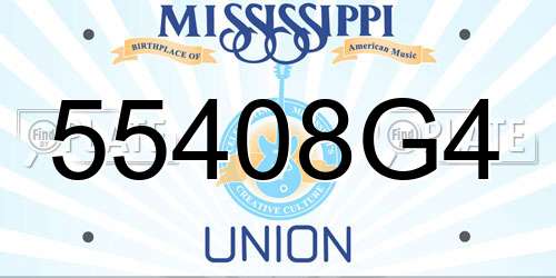 55408G4 Mississippi License Plate