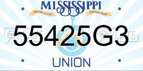 55425G3 Mississippi License Plate