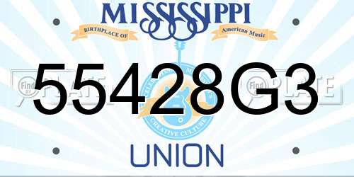 55428G3 Mississippi License Plate