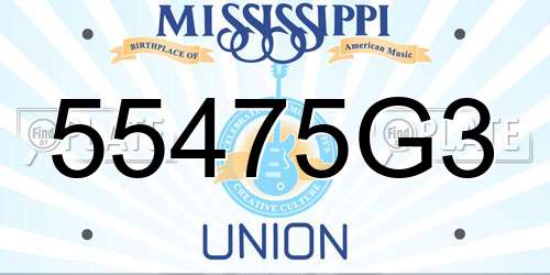 55475G3 Mississippi License Plate