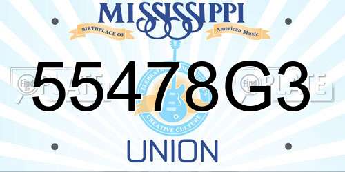 55478G3 Mississippi License Plate
