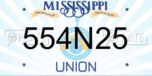 554N25 Mississippi License Plate